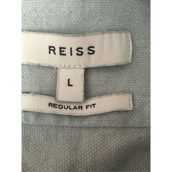 REISS Maine Light Blue  Wash Grandad Collar Shirt Sz: L - Picture 5 of 8